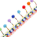2pcs 1 Yd Fashion Pompom Beads Fringe Tassel Braid Jacquard Ribbons 55/60mm