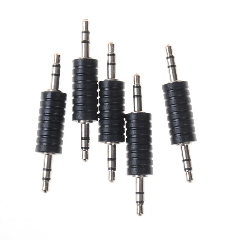 5pcs 3.5mm stereo male to male jack audio plug connector coupler adapter joiner-