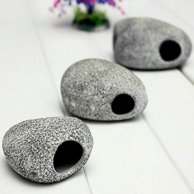 Hot Ceramic Rock Cave Ornament Stones For Fish Tank Filtration Aquarium M&O