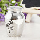 Stainless Steel Polished Urn Funeral Cremation Container Rose Flower Pattern