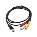 USB A to 3RCA Cable, 1.5m/5ft USB Male to 3 RCA Male Jack Splitter Audio Video