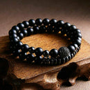 2 Pcs Natural Lava Stone 8mm Beads Energy Yoga Reiki Charm Men's Bracelets