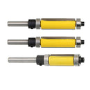 3pcs Flush Trim Router Bit 1/4''*1/2" Top & Bottom Bearing Wood Cutter Set