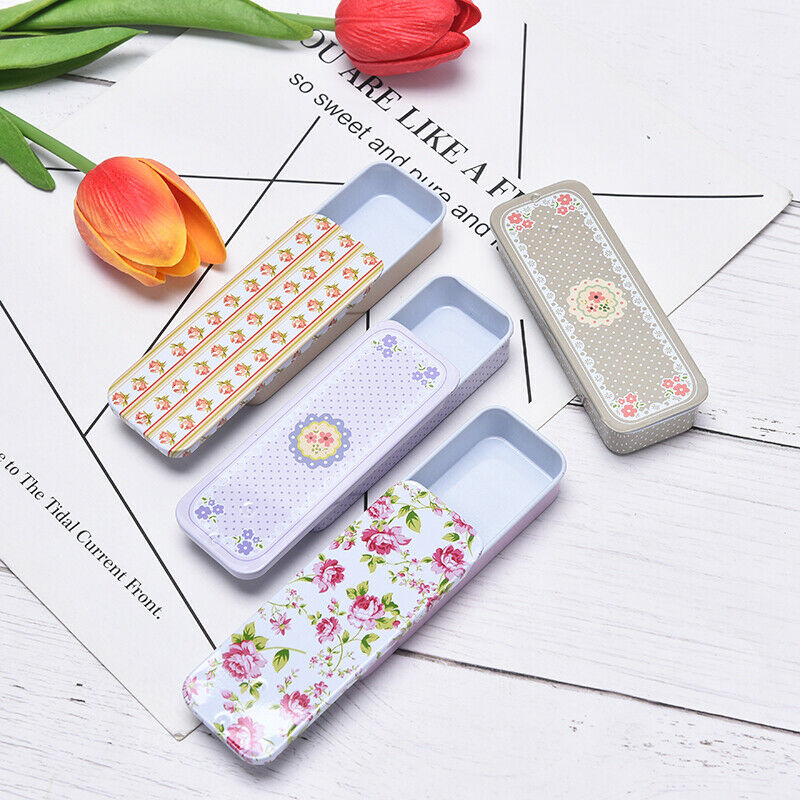 1PC Portable Mini Floral Metal Storage Box Slide Jewelry Organizer Container Ew