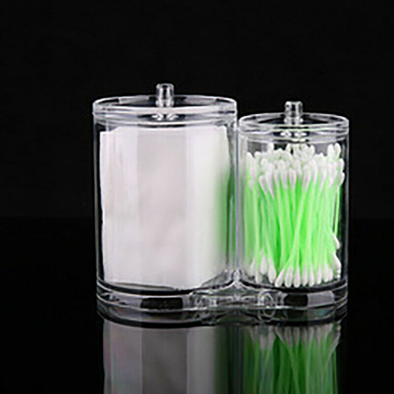 Clear Round Container Cosmetic Makeup Cotton Pad Organizer Jewelry Holder Box