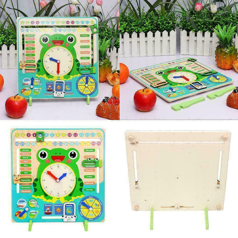 Children Wooden Calendar Educational Weather Season Clock Early Learning To I9N1
