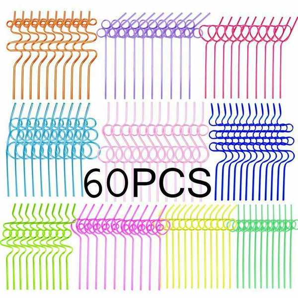 60pcs straws for a variety of beverages, parties, birthday parties, 10 diff X3J2