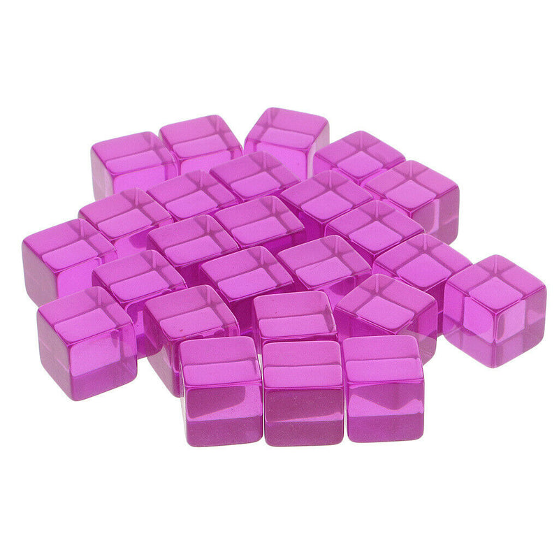 25 Pieces D6 Six Sided Transparent Blank Dices Board Game Transparent Purple