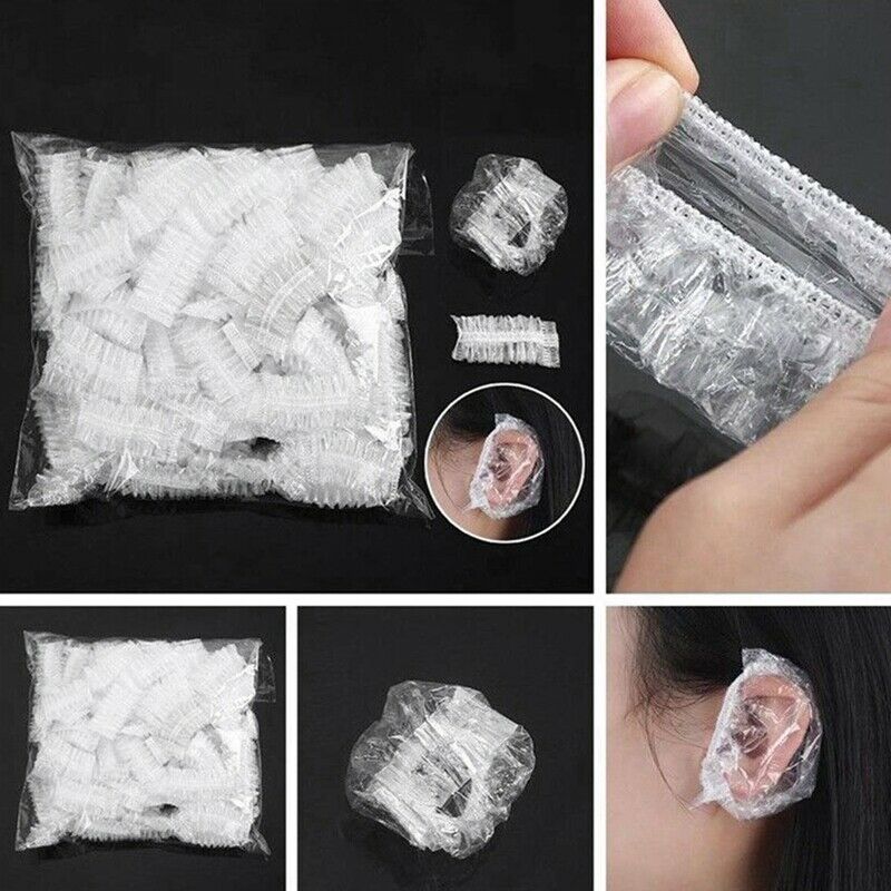 100Pcs Disposable Bath Shower/Dyeing Hair Ear Guard, Waterproof Ear Protect S4B2