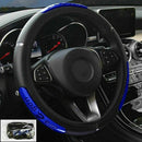 Universal 38cm Car Steering Wheel Cover Anti-Slip PU Leather Blue Dragon Icon