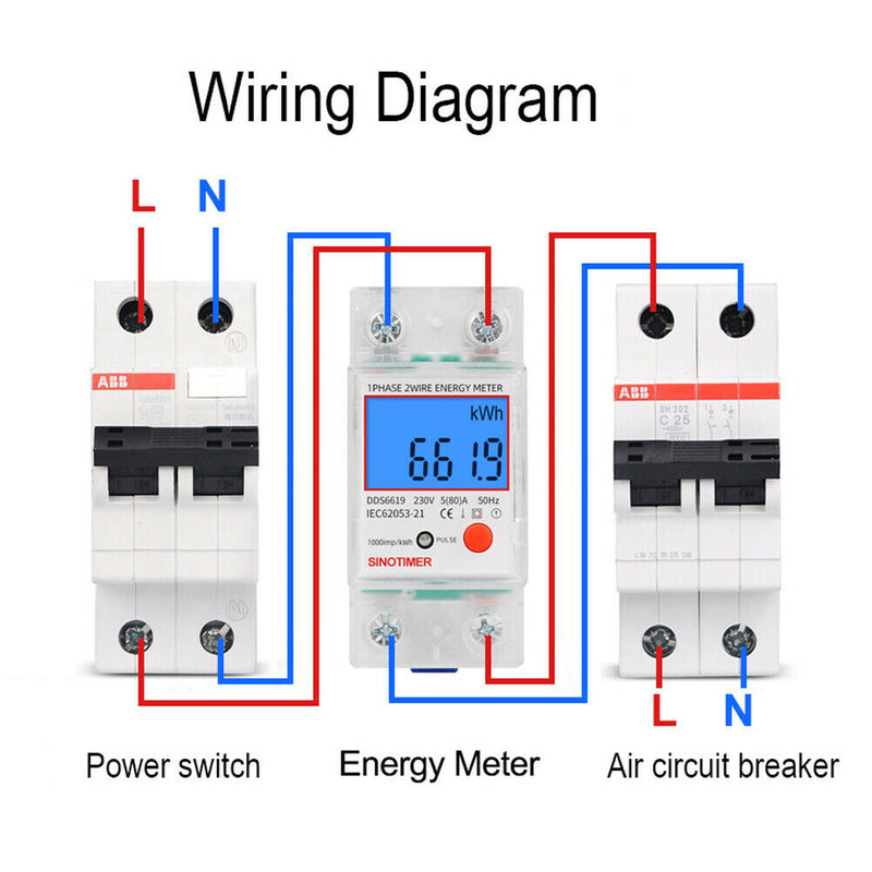 Din Rail Single Phase LCD Digital Power Consumption Energy Electric Meter