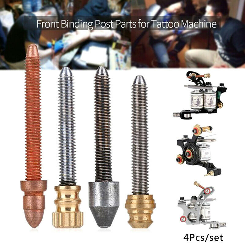 4pcs/set Tattoo Machine Metal Contact Screws Front Binding Post Parts Perman BX