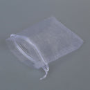 100pcs White Eyelash Organza Drawstring Pouches Jewelry Party Wedding Favor L5P5
