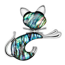 Retro Abalone Shell Brooch Pin Wedding Bridal Bouquet Animal Cat Brooch Jewe FT