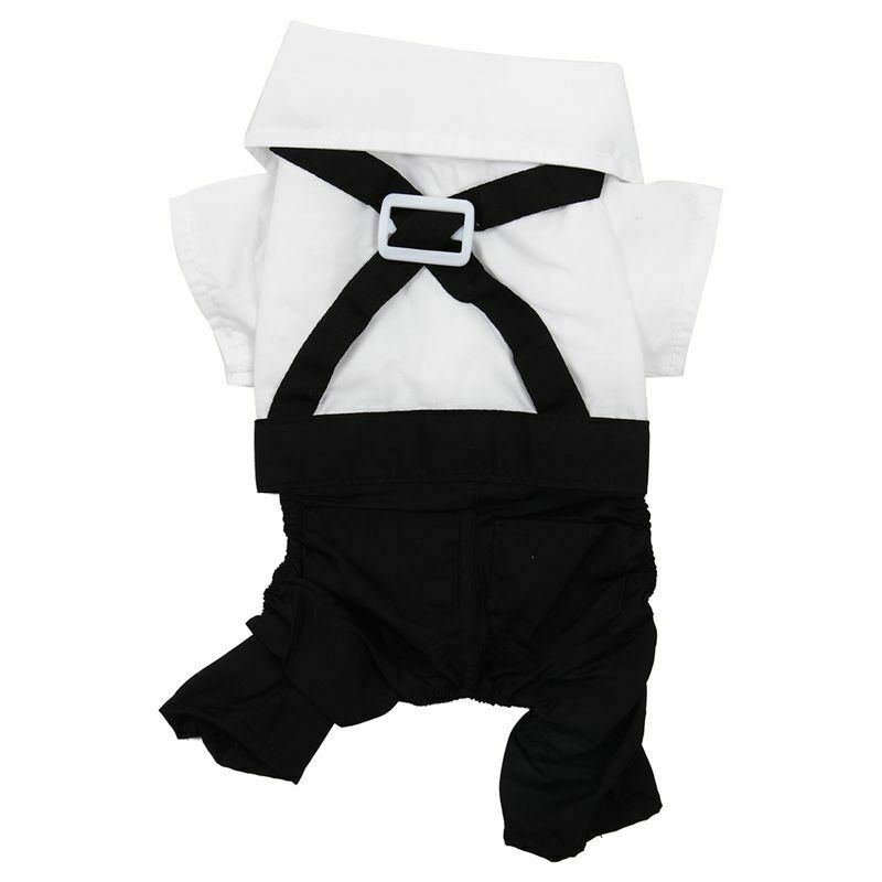 Handsome Formal Dog Jumpsuit with Bow Tie Groom Tuxedo Pet Costumes Dog Clo