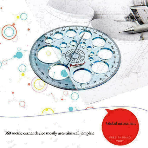 360 Degree Full Circle Plastic Protractor Angle Finder Measuring Ruler Temp I6E7