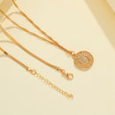 Women Multi-layer Blade Chain Necklace Charm Coin Pendant Clavicle Chain