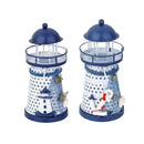 2Pcs Hand Painted Lighthouse Iron Candle Holder Mediterranean Style Home Decor
