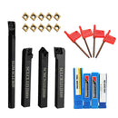 4pcs Jet Boring Bar Rod Turning Tool Holder Set With 10pcs