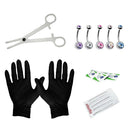 15Pcs Professional Piercing Kit Stainless Steel Double CZ Belly Navel Ring
