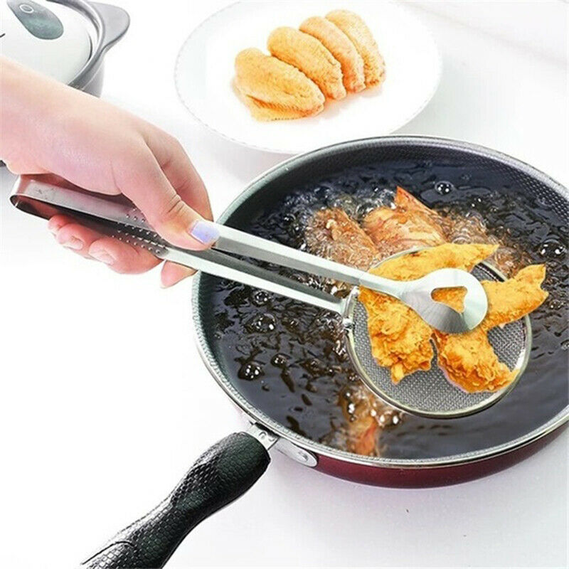1 Stainless Steel Fried Food Filter Scoop Food Clip and Screen Kitchen ToolB Hn