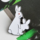 Cartoon Cute Two White Rabbits Evil Brooch Pins Jeans Clothes Jewelry Women BX