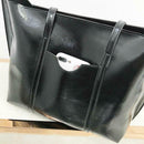 4pcs/set Women Shoulder Bags Tote Oil PU Leather Messenger Handbags (Black)