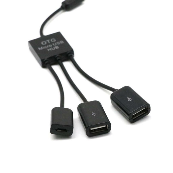 3in1 Micro USB HUB Male to Female and Double USB 2.0 Host OTG Cable Adapter