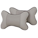 2pcs PU Leather Car Neck Pillow All Season Auto Neck Rest Universal (Grey)