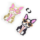 dog wearing heart glasses reversible change color sequins sew on patches LJ