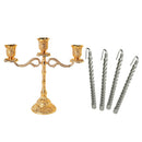 Alloy Candelabrum Candelabra Candle Holder Stand with 4 Spiral Twist Candles