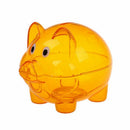 Plastic Piggy Bank Coin Money Cash Saver Savings Safe Box Clear Orange Z8M9