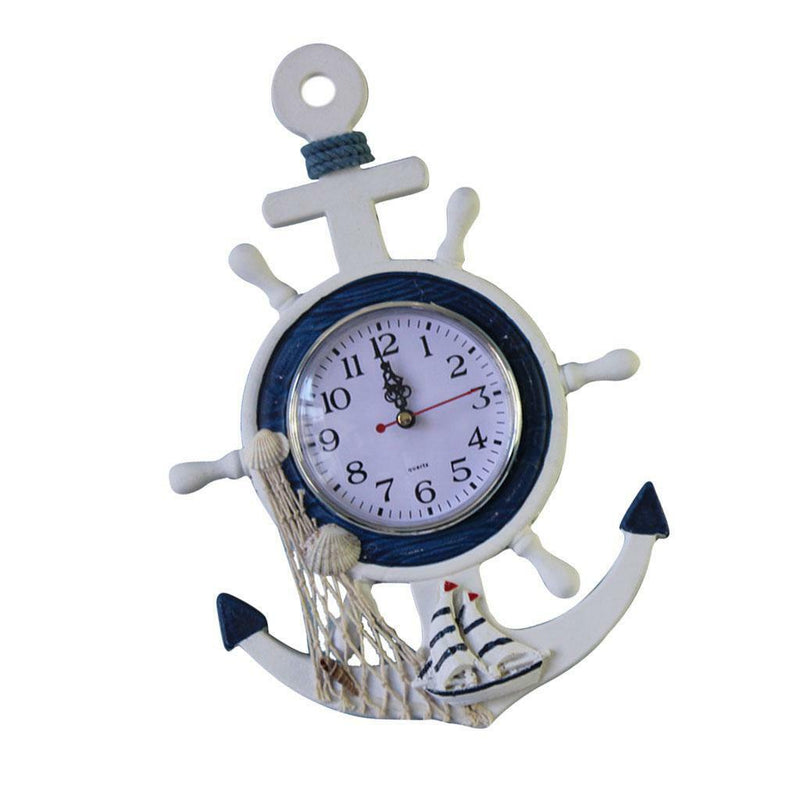 33cm Anchor Wall Clock Beach Sea Theme Nautical Decor Home Cafe DIY Plaque