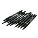 10PCS Fine Dual Heads Marking Pen Marker Waterproofink Thin Nib Black