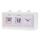 High Quality Flip Alarm Clock Desktop Beside Clock with Calendar -White