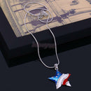 American USA Flag Star Design Diamante Pendant Patriotic Necklace