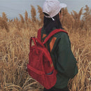 Corduroy Solid Color Backpack Sen Simple Simple Wild College Student Bag Le