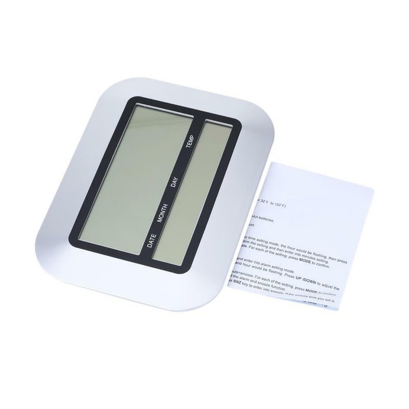 Practical Digital Thermometer Temperature Meter Alarm Clock Calendar WHITE