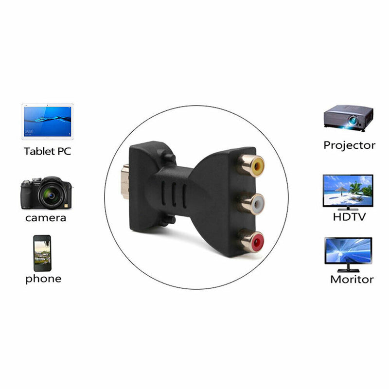 HDMI Male to 3 RCA Female Composite AV Audio Video Adapter Converter for TV  Del