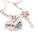 2pcs Zinc Alloy Heart I Love You Letter Key Chain Ring Valentine's Day Gifts