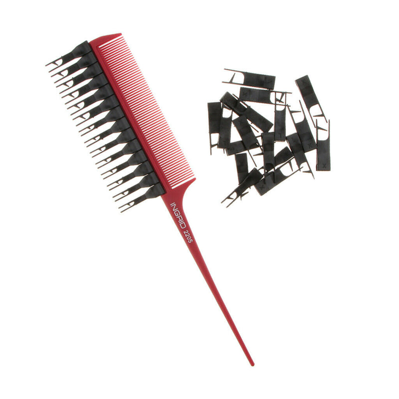 Salon Weaver Highlighting Foiling Hair Comb Coloring Dyeing Tint Brush Wine Red