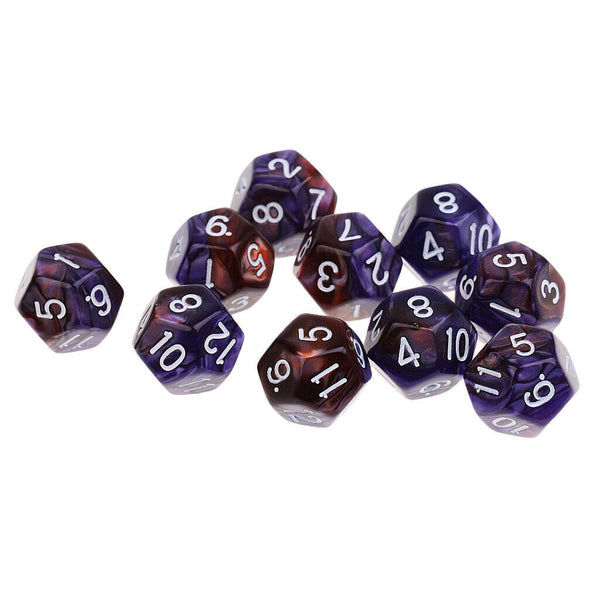 10pcs 12 Sided Dice D12 Polyhedral Dice for    DND MTG RPG High quality Purple