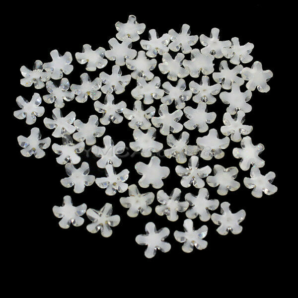 40Pcs Rhinestone Decor Flower Design Nail Art Tips DIY Beauty Manicure Accessory