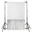 5x7FT White Brick Wall Wood Floor Vinyl Backdrop Studio Photography Backgro
