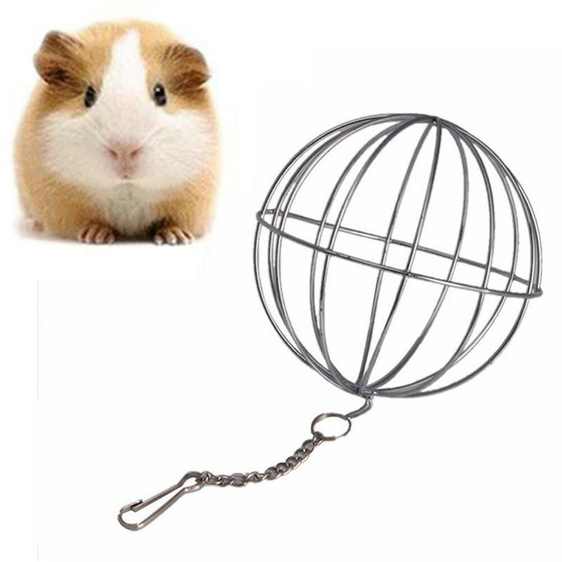 Stainless Steel Round Sphere Food Feed Dispenser Rabbit Pet Hanging Ball Toys 3C