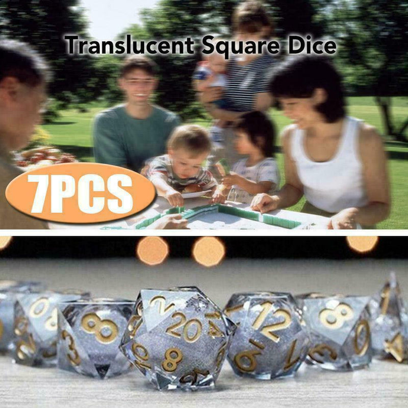 7PCS/Set Two-color Transparent Multi-faceted Dice Geometric Shape Game T1H7