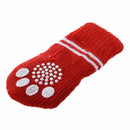Red White Nonslip Christmas Tree Print Pet Dog Knitted Socks L4N5