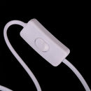 White 1.8m EU Plug Power Cord With Button Switch Wire Extension For LED Lamp ï¼W
