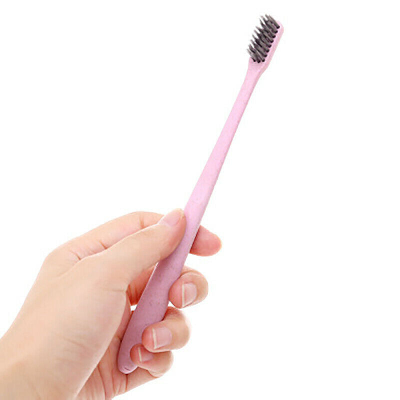 20X Wheat Straw Handle Bamboo Charcoal Soft Bristles Travel Toothbrush Ora ZUN