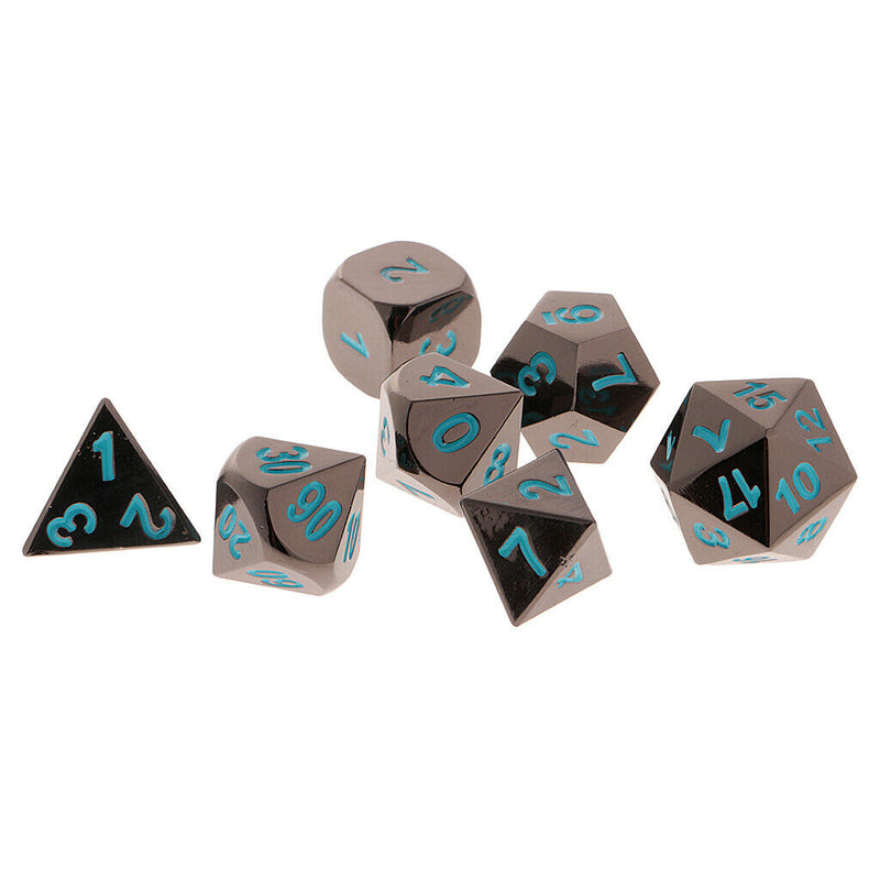 Set D4 D6 D8 D10 D12 D20 Dice Polyhedral for TRPG DND Role Playing 7Pcs Blue